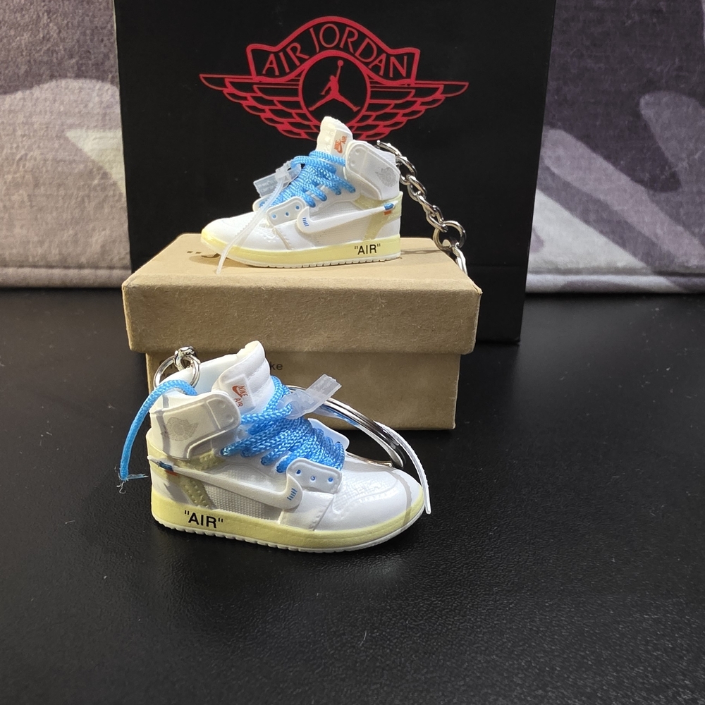 Off-white Air Jordan Mini Sneaker Keychain - White & Light Blue
